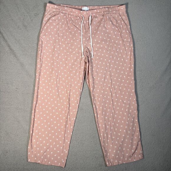 Love By Gap 2 Piece Pajama Set Women Size XXL Blush Pink Palm Tree AOP Tropical - Picture 13 of 16